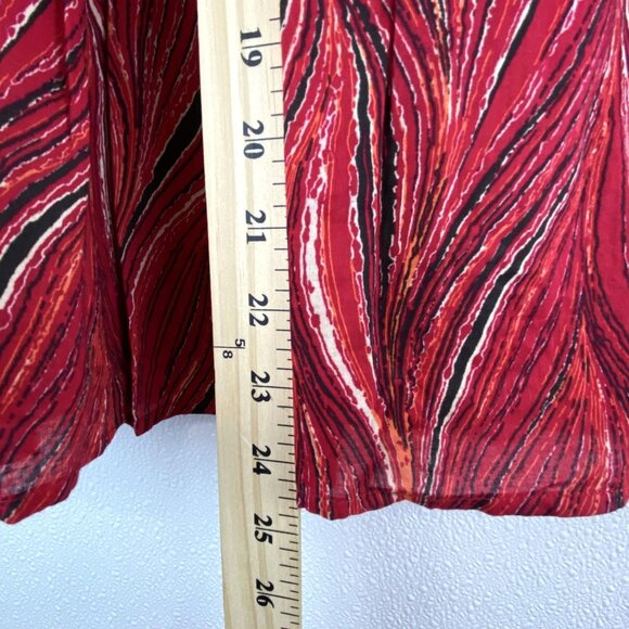 VTG Womens 14 Red Black Western Cowgirl Flat Panel-Pleated Flowy Skirt - Picture 6 of 12